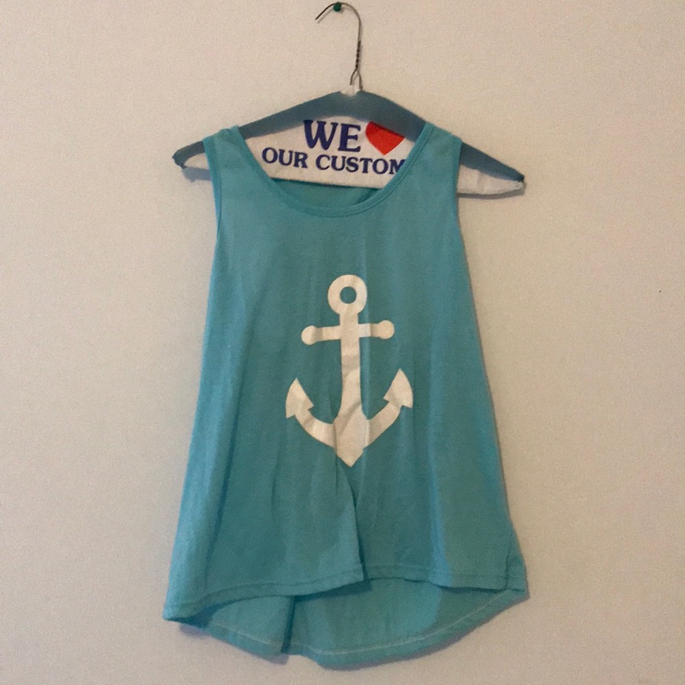 soft blue and pink anchor tee